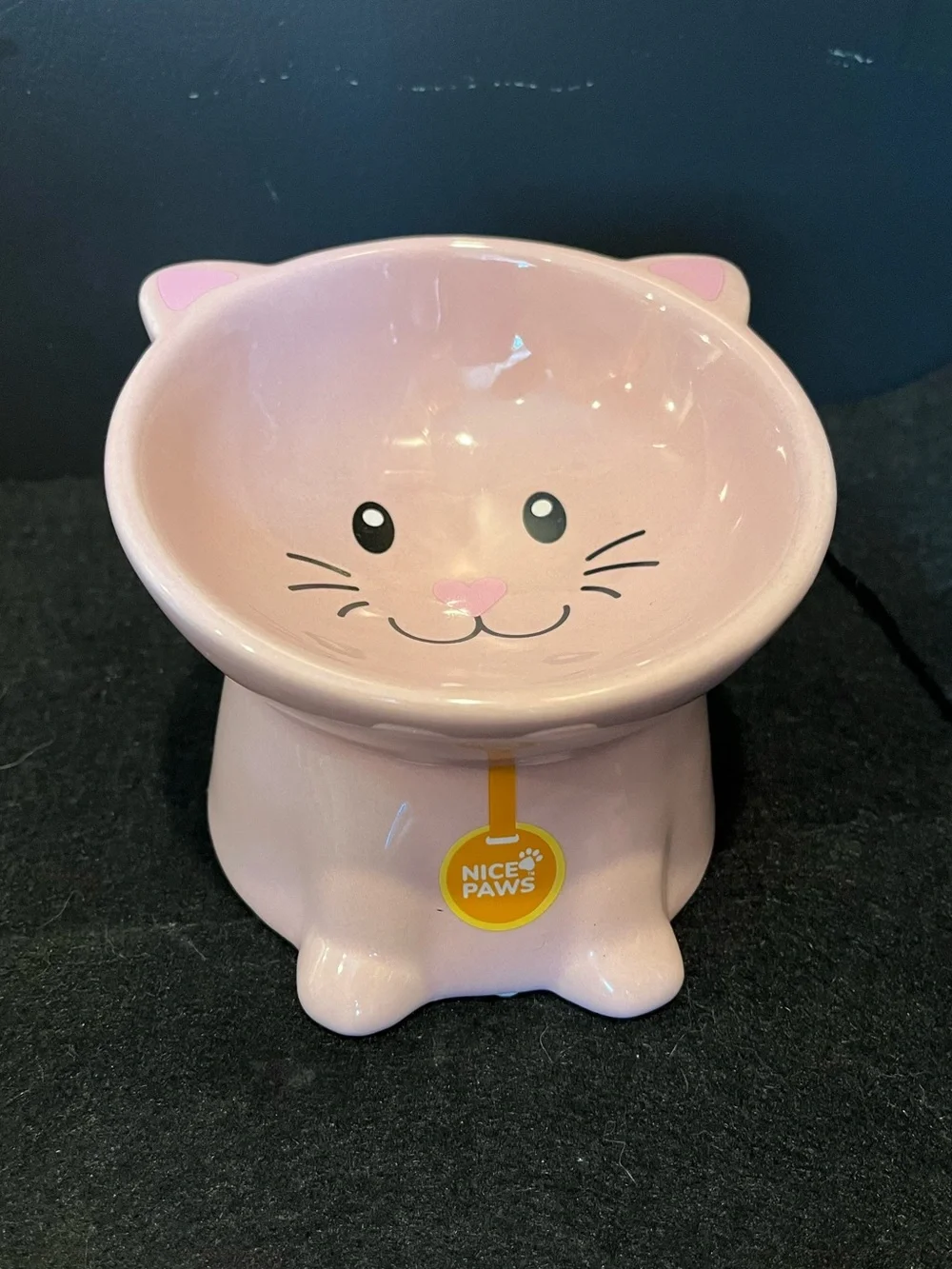 Pink Cat Ceramic Elevated Cat Bowl by Nice Paws